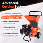 EFCUT 3 in 1 Wood Chipper Shredder Mulcher, 2 Hoppers Multi-Function, 7HP 212cc Heavy Duty Gas Powered, 3" Inch Max Wood Diameter Capacity, Included Debris Bag - EFCUT