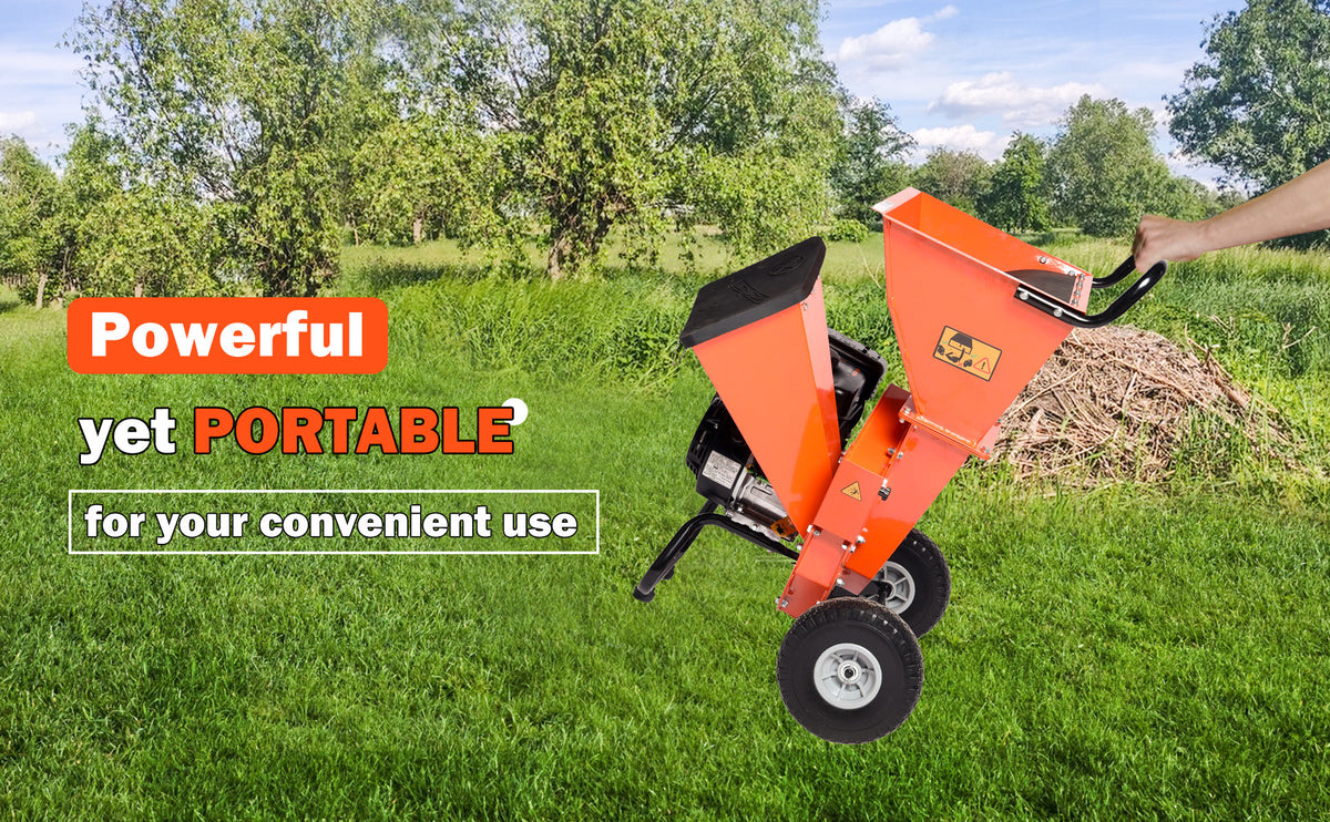 EFCUT 3 in 1 Wood Chipper Shredder Mulcher, 2 Hoppers Multi-Function, 7HP 212cc Heavy Duty Gas Powered, 3" Inch Max Wood Diameter Capacity, Included Debris Bag - EFCUT