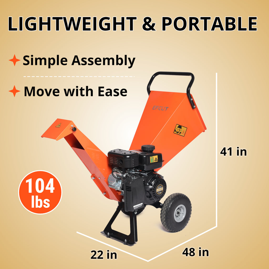 EFCUT R30 Wood Chipper Shredder Mulcher 7HP Gas Powered Heavy Duty Compact Design 3" Inch Max Capacity (R0) - EFCUT