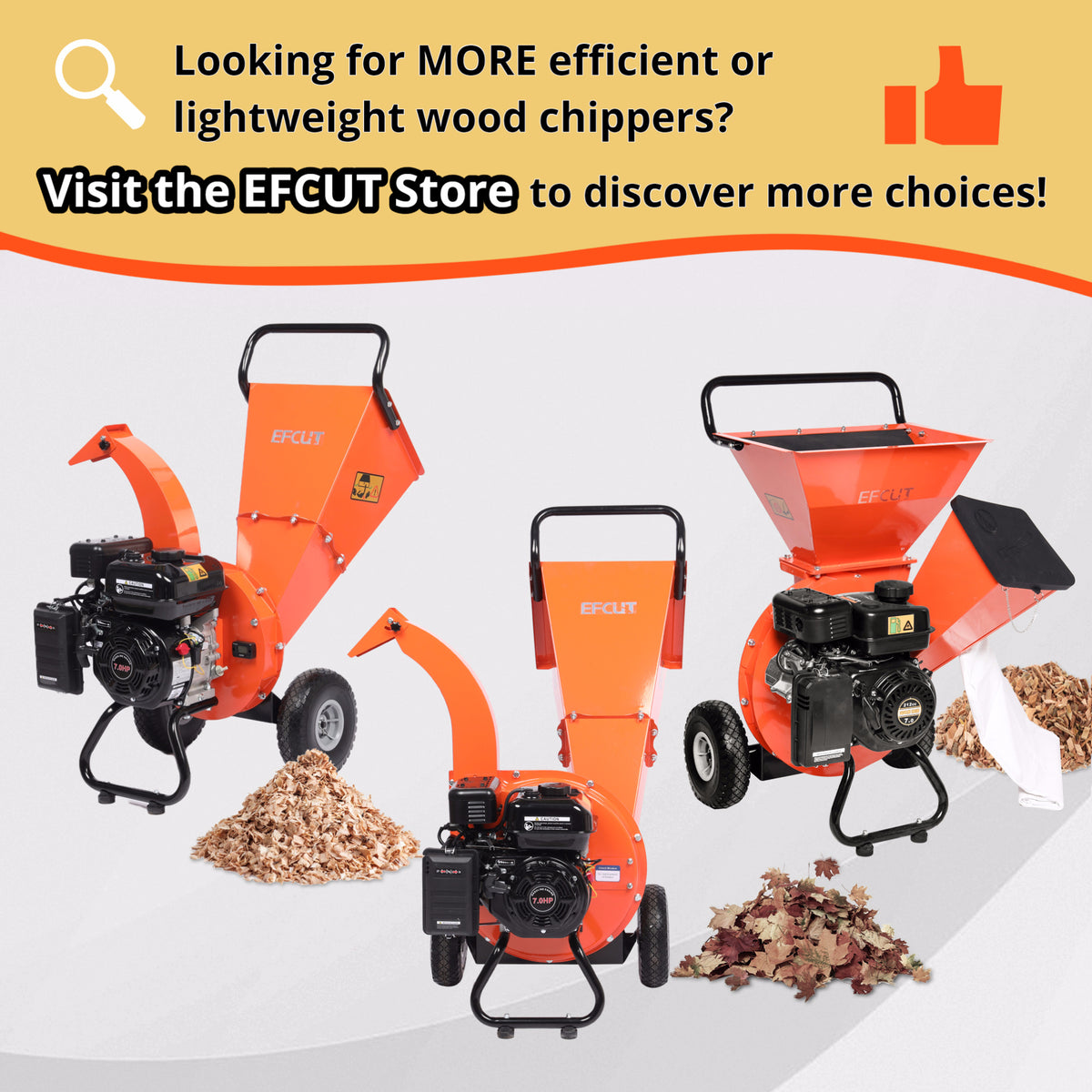 EFCUT R30 Wood Chipper Shredder Mulcher 7HP Gas Powered Heavy Duty Compact Design 3" Inch Max Capacity (R0) - EFCUT