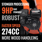 EFCUT C40 Wood Chipper 4" inch Max Diameter Capacity 9 HP 274cc Gas Powered Engine Heavy Duty Shredder Mulcher - EFCUT