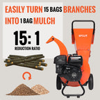EFCUT C40 Wood Chipper 4" inch Max Diameter Capacity 9 HP 274cc Gas Powered Engine Heavy Duty Shredder Mulcher - EFCUT