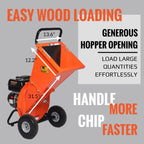 EFCUT C40E 4" Wood Chipper, Easy Key Start, 9HP 274cc Gas Powered Engine, 4 inch Max Branch Capacity, Heavy Duty Shredder Mulcher with Electric Start