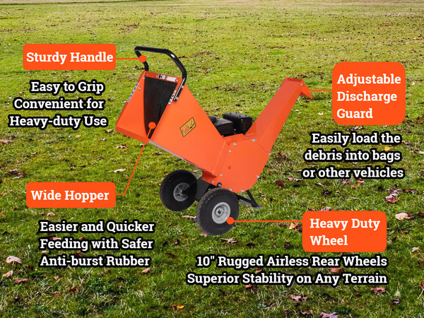 EFCUT R30 Wood Chipper Shredder Mulcher 7HP Gas Powered Heavy Duty Compact Design 3" Inch Max Capacity (R0) - EFCUT