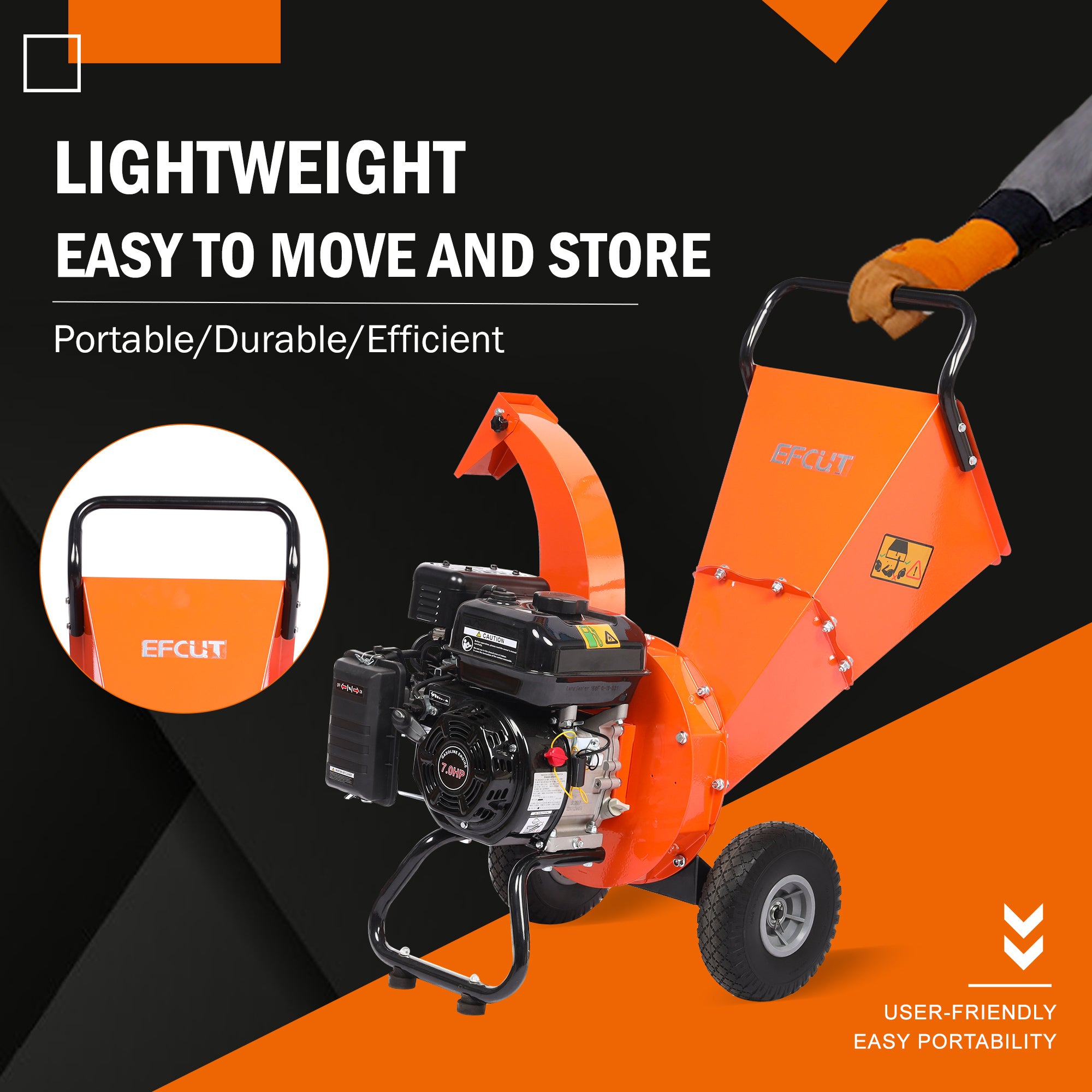 EFCUT C30 LITE Wood Chipper Shredder Mulcher Heavy Duty 7 HP 212cc Gas Powered 3 Inch Max Capacity 1-Year Warranty After Product Registration - EFCUT