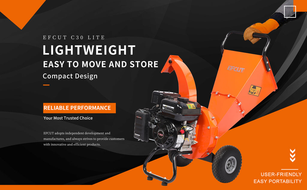 EFCUT C30 LITE Wood Chipper Shredder Mulcher Heavy Duty 7 HP 212cc Gas Powered 3 Inch Max Capacity 1-Year Warranty After Product Registration - EFCUT
