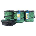 EFCUT Multi-purpose 45 Gallons Collapsible Debris Bag - Large Green Portable Reusable Heavy Duty Garden Waste Container with Sturdy Handles, PACK OF 3 - EFCUT