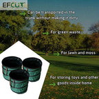 EFCUT Multi-purpose 45 Gallons Collapsible Debris Bag - Large Green Portable Reusable Heavy Duty Garden Waste Container with Sturdy Handles, PACK OF 3 - EFCUT