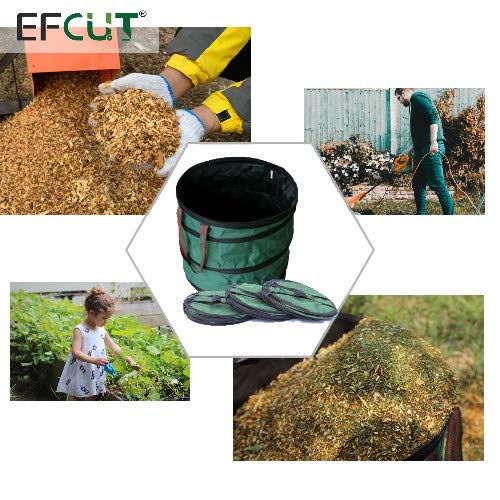 EFCUT Multi-purpose 45 Gallons Collapsible Debris Bag - Large Green Portable Reusable Heavy Duty Garden Waste Container with Sturdy Handles, PACK OF 3 - EFCUT