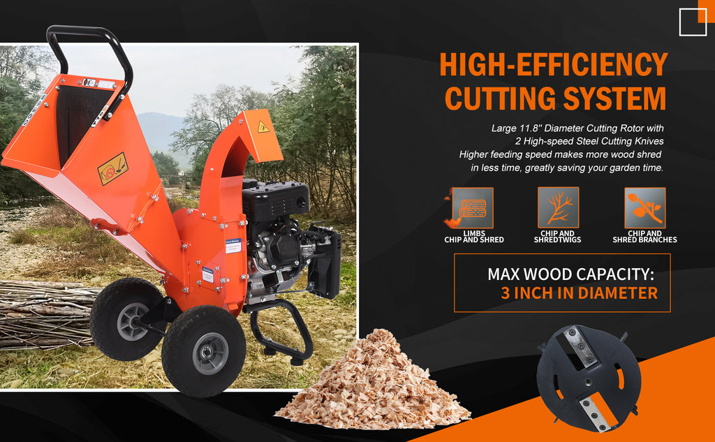 EFCUT C30 LITE Wood Chipper Shredder Mulcher Heavy Duty 7 HP 212cc Gas Powered 3 Inch Max Capacity 1-Year Warranty After Product Registration - EFCUT